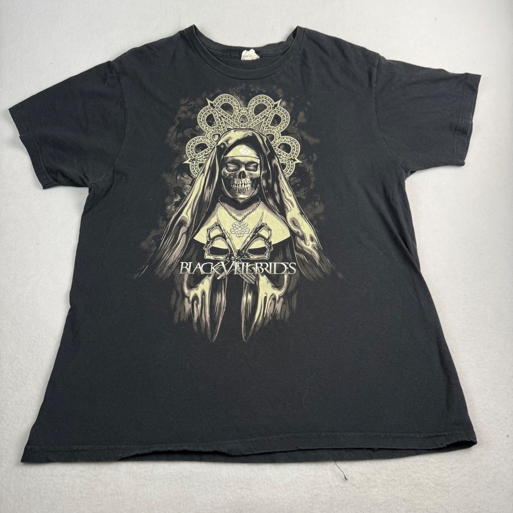 Black Veil Brides Mens XL Graphic T-Shirt‎ Black Skeletal Nun Rock Band Tee